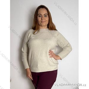 Svetr úpletový dlouhý rukáv dámský nadrozměr (50/52/54 ONE SIZE) ITALSKÁ MÓDA IM4251161