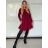 Šaty teplé dlouhý rukáv dámské ELSA (S/M/L ONE SIZE) ITALSKÁ MÓDA IMD25241/DUR tmavě červená S/M/L