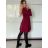 Šaty teplé dlouhý rukáv dámské ELSA (S/M/L ONE SIZE) ITALSKÁ MÓDA IMD25241/DUR tmavě červená S/M/L