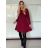 Šaty teplé dlouhý rukáv dámské ELSA (S/M/L ONE SIZE) ITALSKÁ MÓDA IMD25241/DUR tmavě červená S/M/L
