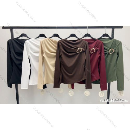Tričko elegantní dlouhý rukáv dámské (XS/S/M ONE SIZE) ITALSKÁ MÓDA IMM25M43333