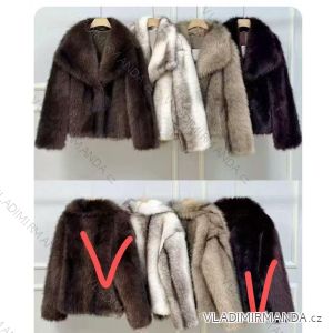 Kabátek zimní chlupatý dlouhý rukáv dámský (XS/S/M ONE SIZE) ITALSKÁ MÓDA IMM25M9678