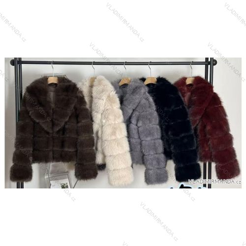 Kabátik zimný chlpatý dlhý rukáv dámsky (XS/S/M ONE SIZE) TALIANSKA MÓDA IMM25M9503