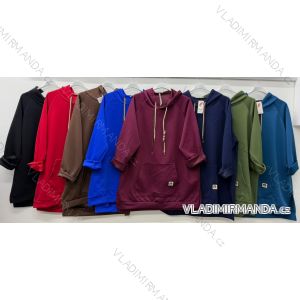 Mikina teplá s kapucí dlhý rukáv dámska nadrozmer (54/56/58 ONE SIZE) TALIANSKA MÓDA IM425727