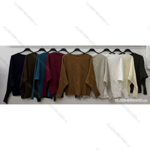 Svetr úpletový dlouhý rukáv dámský nadrozměr  (46/48/50 ONE SIZE) ITALSKÁ MÓDA IM425742