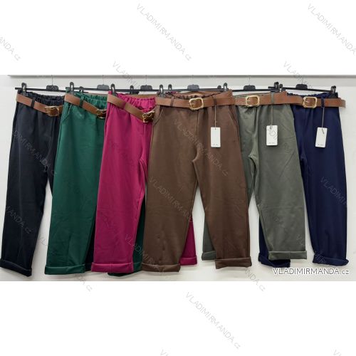 Kalhoty s páskem dámské nadrozměr (46/48/50 ONE SIZE) ITALSKÁ MÓDA IM425762