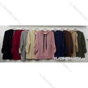 Mikina teplá dlouhý rukáv dámská nadrozměr (50/52/54 ONE SIZE) ITALSKÁ MÓDA IM425768