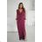 Šaty společenské dlouhý rukáv dámské (34-48) POLSKÁ MÓDA PMLBC25314-10 vínová 34