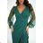 Women's long sleeve formal dress (34-48) POLISH FASHION PMLBC25314-01 emerald green 34