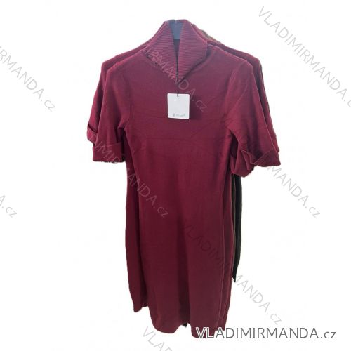 Šaty úpletové s rolákem krátký rukáv dámské (XS/S/M ONE SIZE) ITALSKÁ MÓDA IMM25M5151