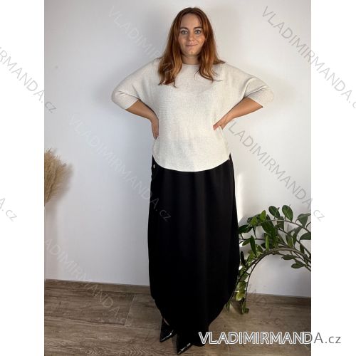 Sveter třpytivý úpletový 3/4 rukáv dámsky nadrozměr (50/52/54 ONE SIZE) TALIANSKA MÓDA IM425FM-13020-22/DU 50/52/54 béžová