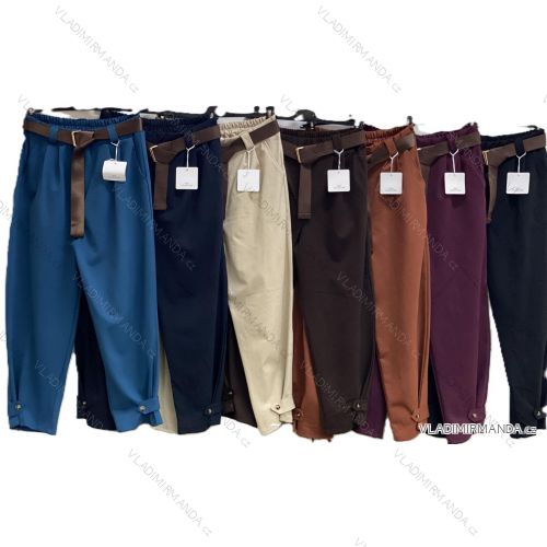 Kalhoty dlouhé elegantní s páskem dámské (S/M/L ONE SIZE) ITALSKÁ MÓDA IMC25428