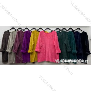 Sveter teplý dlhý rukáv dámsky nadrozmer (50/52/54 ONE SIZE) TALIANSKA MÓDA IM425777