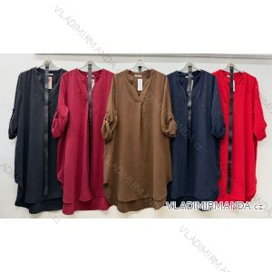 Tunika s páskem elegantná 3/4 dlhý rukáv dámska nadrozmer (50/52/54 ONE SIZE) TALIANSKA MÓDA IM425780