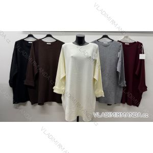 Sveter úpletový dlhý rukáv dámsky nadrozměr (54/56/58 ONE SIZE) TALIANSKA MÓDA IM425784