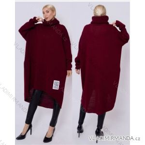 Šaty/Sveter predĺžený pletený s rolákom dlhý rukáv dámsky nadrozmer (54/56/58 ONE SIZE) TALIANSKA MÓDA IM425786