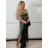 Women's long elegant party dress with straps (S/M ONE SIZE) ITALIAN FASHION IMPBB23B23376/DU -   olive green -   S / M