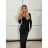 Šaty elegantní dlouhý rukáv dámské (S/M/L ONE SIZE) ITALSKÁ MÓDA IMM25M42815/DUR -   Černá -   S/M/L