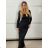 Šaty elegantní dlouhý rukáv dámské (S/M/L ONE SIZE) ITALSKÁ MÓDA IMM25M42815/DUR -   Černá -   S/M/L