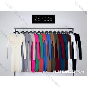 Šaty úpletové dlhý rukáv dámske (S/M/L ONE SIZE) TALIANSKA MÓDA IMM25M7006/DU