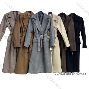 Kabát teplý s páskem dlouhý rukáv dámský nadrozměr (44/46/48 ONE SIZE) ITALSKÁ MÓDA IMC25536