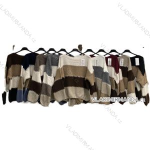 Svetr pletený dlouhý rukáv dámský nadrozměr (48/50/52 ONE SIZE) ITALSKÁ MÓDA IMC25541