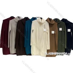 Svetr prodloužený s rolákem dlouhý rukáv dámský (S/M/L ONE SIZE) ITALSKÁ MÓDA IMC25549