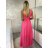 Šaty dlouhé společenské bez rukávu dámské DIONE  (S/M ONE SIZE) ITALSKÁ MÓDA IMPBB22 IMPBB225009kt/DRU S/M neon růžová