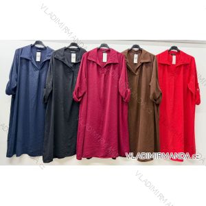 Šaty voľnočasové trblietavé 3/4 dlhý rukáv dámske nadrozmer (50/52/54 ONE SIZE) TALIANSKA MÓDA IM425797