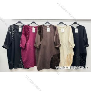 Šaty voľnočasové filtrové dlhý rukáv dámske nadrozmer (52/54/56 ONE SIZE) TALIANSKA MÓDA IM425803