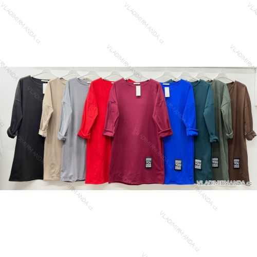 Šaty teplé dlouhý rukáv dámské nadrozměr (46/48/50 ONE SIZE) ITALSKÁ MÓDA IM425805