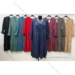 Šaty teplé dlhý rukáv dámske nadrozmer (52/54/56 ONE SIZE) TALIANSKA MÓDA IM425807