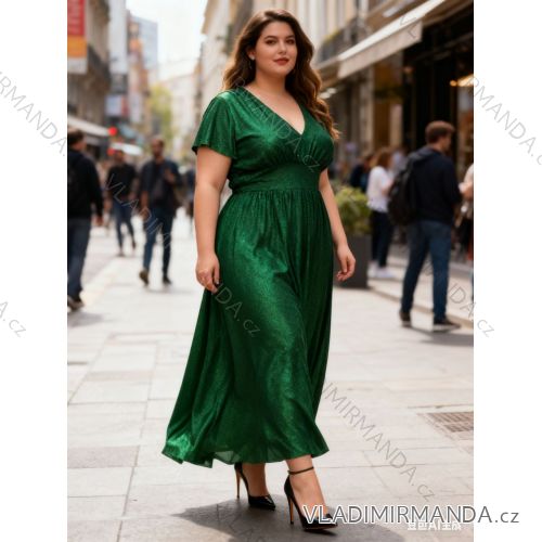 Šaty elegantný krátky rukáv dámske nadrozmer (50/52/54 ONE SIZE) TALIANSKA MÓDA IM425809