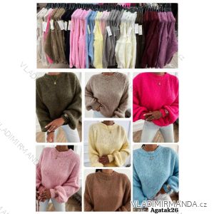 Svetr pletený dlouhý rukáv dámský (S/M/L ONE SIZE) ITALSKÁ MODA IMWKA259910