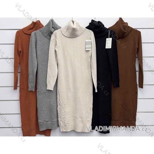 Šaty úpletové s rolákom dlhý rukáv dámske (S/M/L ONE SIZE) TALIANSKA MÓDA IMWKK2511747
