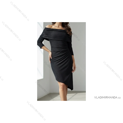 Šaty elegantný dlhý rukáv dámske (S/M/L ONE SIZE) TALIANSKA MÓDA IMPLI258266