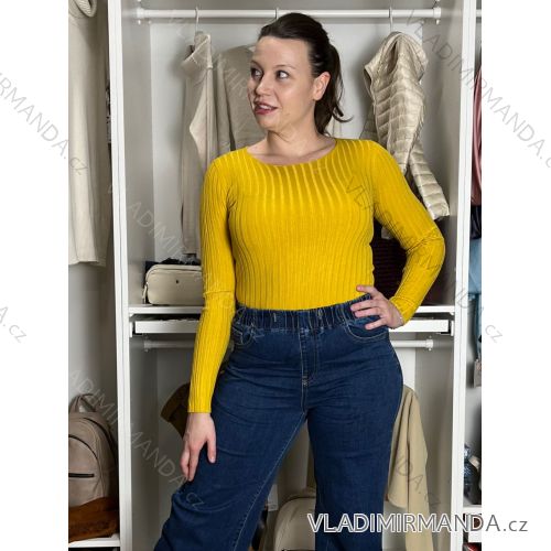 Svetr tenký úpletový dlouhý rukáv dámský (S/M ONE SIZE) EXTRA ME ITALSKÁ MÓDA IMM225812