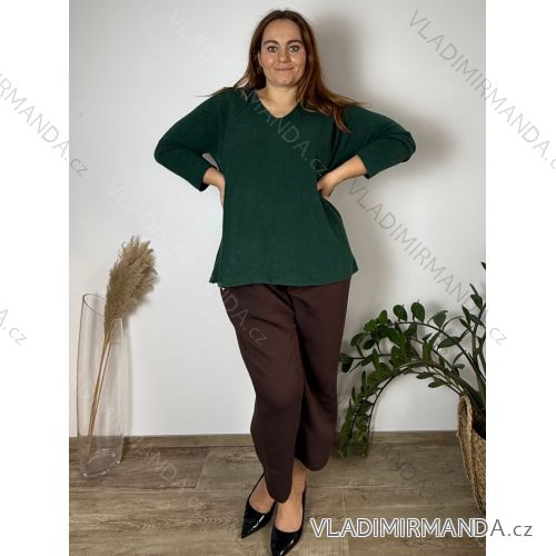 Knitted Dress a-Sweater Extended Long Sleeve Women's Plus Size (XL / 2XL ONE SIZE) ITALIAN FASHION IM4212261