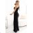 600-1 SELENA atemberaubendes langes One-Shoulder-Kleid mit Glitzerglanz und Schlitz am Bein  SCHWARZ schwarz XL