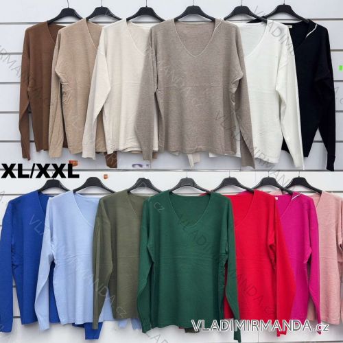 Sveter úpletový dlhý rukáv dámsky nadrozmer (XL/2XL ONE SIZE) TALIANSKA MÓDA IMWKK2511772