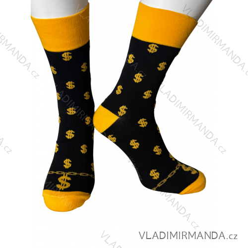 Ponožky veselé obrázkové slabé pánske money (41-43,44-46) POLSKÁ MODA DPP250829