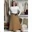 Women's long warm pleated skirt with belt (S/M/L ONE SIZE) ITALIAN FASHION IMC24594 S / M / L beige