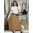 Women's long warm pleated skirt with belt (S/M/L ONE SIZE) ITALIAN FASHION IMC24594 S / M / L beige