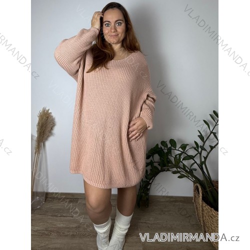 Strickkleid Ala Pullover Langarm Damen Übergröße (XL / 2XL ONE SIZE) ITALIAN FASHION IM4212262 altrosa