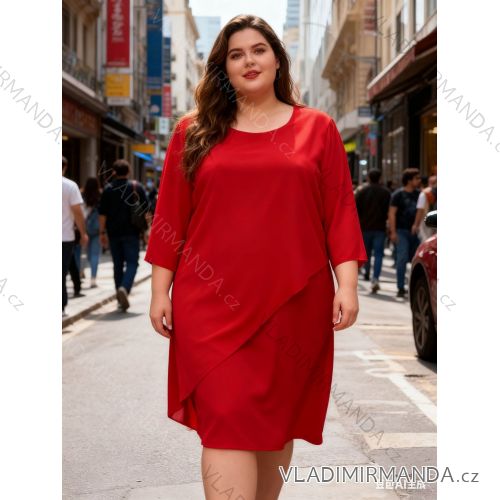 Šaty elegantný 3/4 dlhý rukáv dámske nadrozmer (46/48/50 ONE SIZE) TALIANSKA MÓDA IM425831