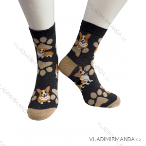 Ponožky kotníkové slabé veselé pro pejskaře dámské (36-38) POLSKÁ MÓDA DPP250830/DR