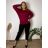 Women's long-sleeved, lightweight, zipped hooded sweatshirt, oversized (52/54/56 ONE SIZE) ITALIAN FASHION IMC25359 44/46/48 wine