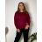 Women's long-sleeved, lightweight, zipped hooded sweatshirt, oversized (52/54/56 ONE SIZE) ITALIAN FASHION IMC25359 44/46/48 wine
