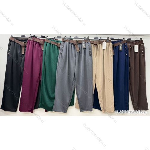 Nohavice maslové s opaskom dámske nadrozmer (54/56/58 ONE SIZE) TALIANSKA MÓDA IM425864