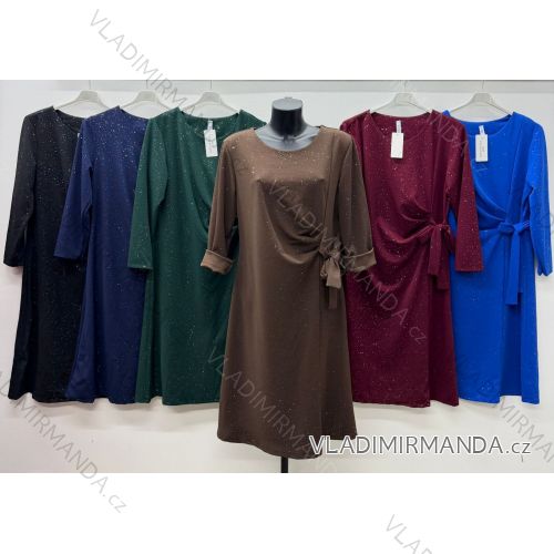 Šaty elegantné trblietavé dlhý rukáv dámske nadrozmer (46/48/50 ONE SIZE) TALIANSKA MÓDA IM425877